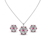 Rhodium Blossom Zircon Pendant Set